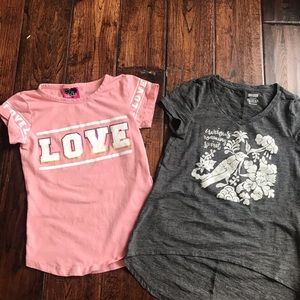 Two girls t shirts. Barely worn. Size 6